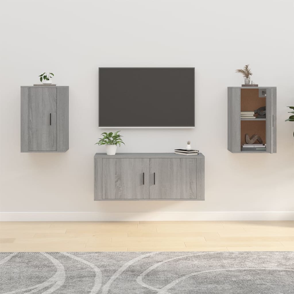NNEVL Wall Mounted TV Cabinets 2 pcs Grey Sonoma 40x34.5x60 cm